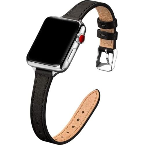 For apple watch 6 se 40mm 44mm band Slim Leather strap for iwatch series 6 5 4 3 38mm 42mm bands women Girl Thin correa wrist