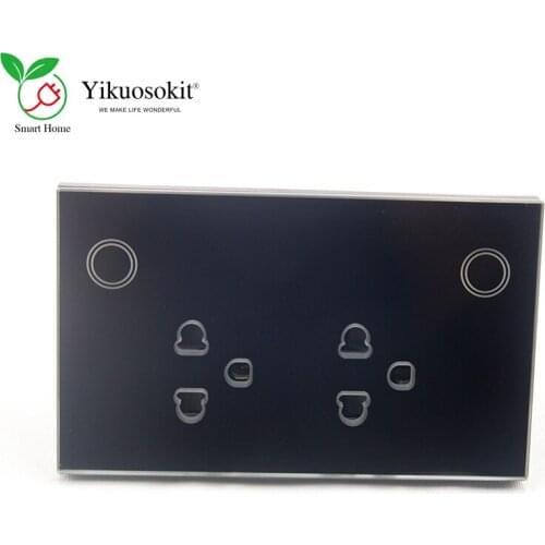 Home Kitchen Living Room Thiland Tuya Smart Life 2 Gang Power Electric Wall Socket WIFI Google Alexa Black Pearl White