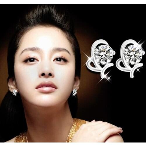 Korean Fashion Jewelry Bohemian Simple Bow Earrings Heart-shaped Water Language Crystal Earrings Female Girl Statement Earrings