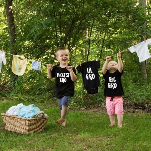 Sibling Tshirt Set Biggest Bro Big Bro Lil Bro Anouncement Family Look Matching T shirts Baby Bodysuits Family Matching Tops