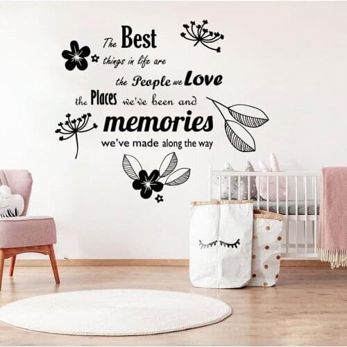 Modern The Best Thing Is Love Memories Wall Decal Kitchen Living Room Leaves Flower Family Love Quote Wall Decal Bedroom Vinyl