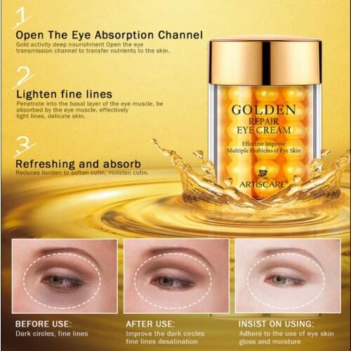 Golden Repair Eye Cream Collagen Serum Fades Eye Wrinkles Removes Dark Circles Bags Under the Eyes Moisturizes the Eye Area 30g