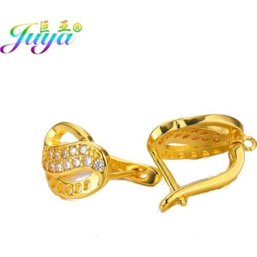 Juya DIY Jewelry Earrings Supplies Gold/Silver Color Bails Earring Hooks Accessories For Handmade Jewelry Making
