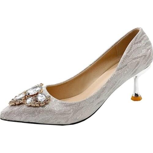 High Heel 2021 Women Shoes Brown Crystal High-heeled Shoes Stiletto Heels Buckle Casual Fashion Woman Heels Formal Sexy Shoes