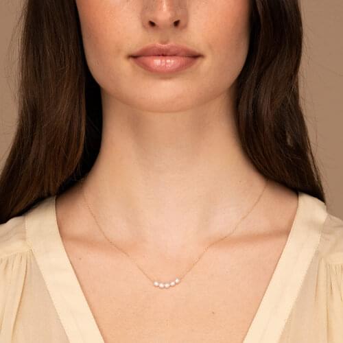 Women Dainty Stainless Steel Jewelry 18K Gold Plated Clavicle Chain Natural Freshwater Pearl Necklace For Gift