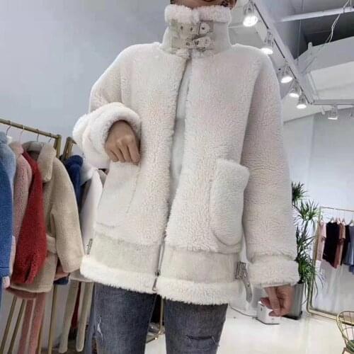 Wool suede blends leather winter coat women sheep fur parka 2021 new abrigo mujer female clothing real price wool fur coats