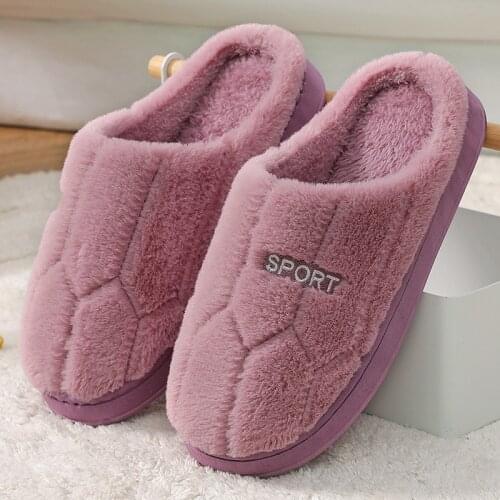 Winter Plush Cotton Cute Slippers Shoes Couple Unisex Non-Slip Floor Indoor Home Furry Slippers Women Shoes For Bedroom