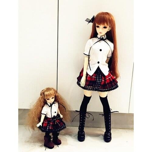 1/6 1/4 1/3 BJD clothing accessories School uniform shirt+Plaid skirt for BJD/SD doll,Not included doll,shoes,wig,accessories