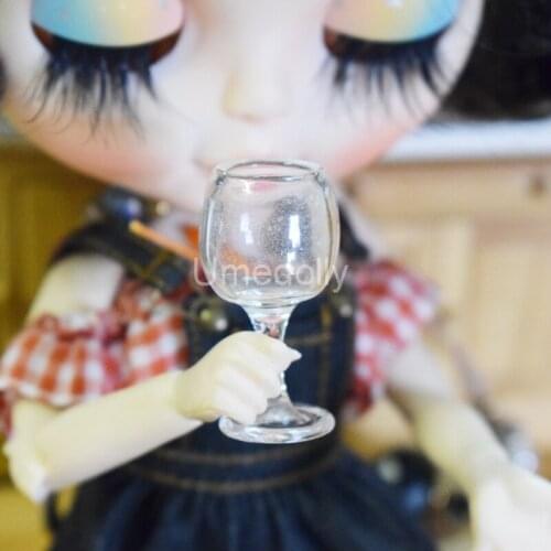 1PCS Pretend Play Miniature Dollhouse Wine Glasses for Blyth Pullip 1/6 BJD Doll Kitchen Accessories Toy