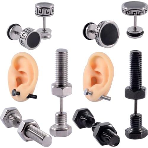1PC Steel Screw Nut Ear Tragus Cartilage Piercing Lobe Earrings Wafer Ear Studs Helix Cartilage Piercing Body Jewelry 16g