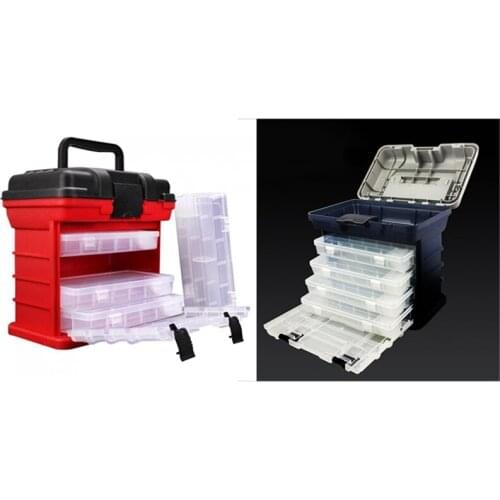 2x 4 Layer Portable Carp Fishing Tackle Boxes Fishing Reel Line Lure Tool Storage Box