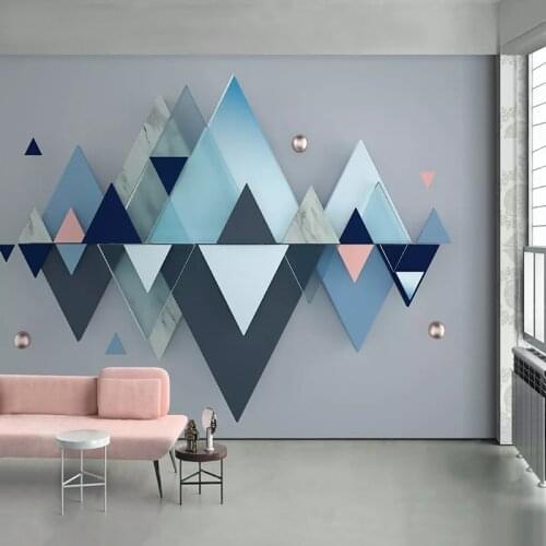 Custom 3D Wallpaper Blue Geometric Pattern TV Background Wall Murals Modern Living Room Bedroom Interior Decoration Large Mural