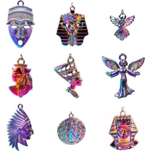 5Pcs Ethnic Egypt Pharaoh Angel Goddess Charms Queen Indian Chiefs Pendant Handcraft For Women Female Necklaces Diy Jewelry