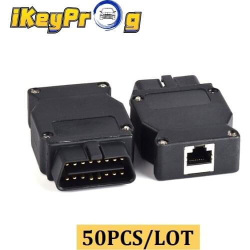 50Pcs OBD2 16Pin OBD ENET Plug Adapter For F-series Connector Car Diagnostic Cable For Enet Ethernet ESYS iCOM Coding