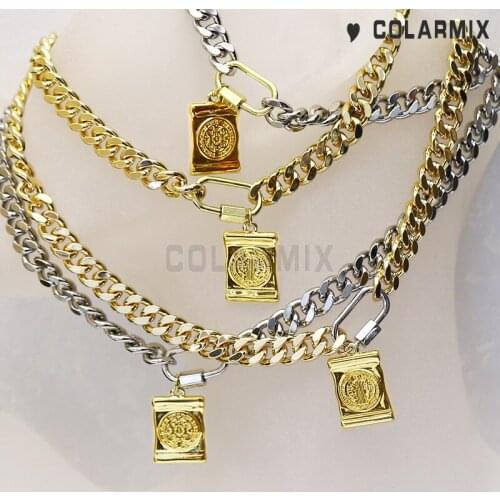 6 Strand Sen benito Cuban style necklace Punk necklace charms wide neckalce gift jewelry necklace Hip Pop necklace chocker9684