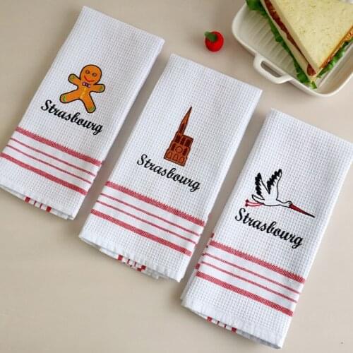 6pcs/lot 40x60cm Simple Waffle Cotton Embroidery Table Napkin Heat Insulation Non-slip Tablecloth for Hotel Party Home Decor