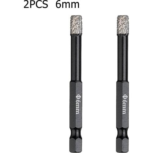 2pcs 6mm Vaccum Brazed Diamond Dry Drill Bits Hole Saw For Marble Ceramic Tile For Granite Masonry Concrete Glass Cutter Tool