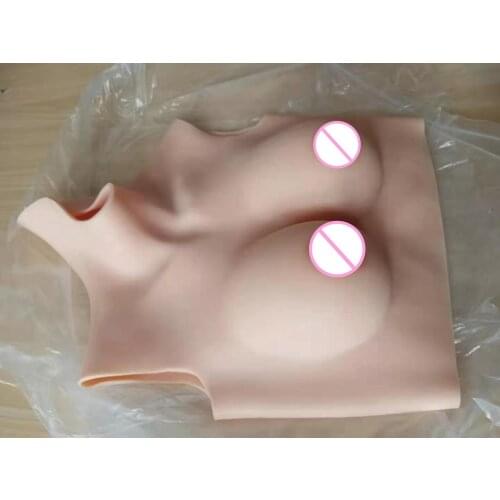 B CUP Short High Collar Neck Fake Artificial Boob Realistic Silicone Breast Forms Crossdresser Shemale Transgender Drag Queen 4G