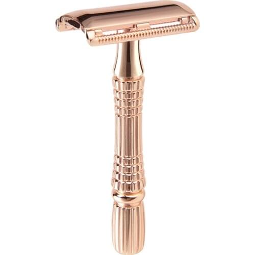 Rose Gold Mens Manual Classic Barber Shaving Safety Razor Shaver with Box for Beard Hair Cut Personal Care