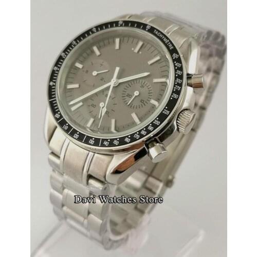 40mm new bliger sterile Three Eyes Watch top Fashion Featured watches week date indicator multifunction automatic mens watch