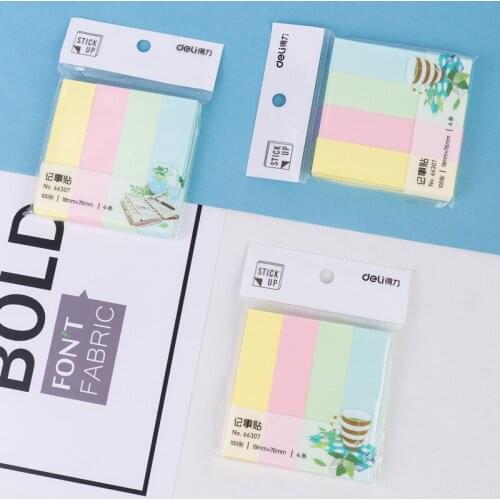 Deli Memo Pad Sticky Tabs 12packs Macaron Colors Sticky Notes Office Accessories Kawaii Decor Memo Pads Stationery Paper Sheets