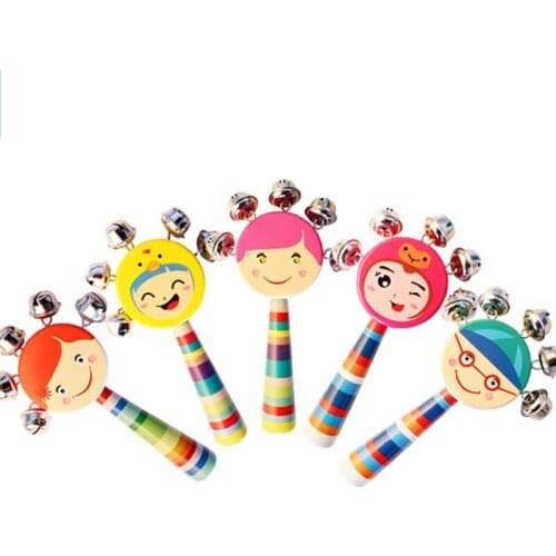 066B Childrens Finger Training Wooden Rattle Baby Birthday Gift Brain Toys Bright Color Design Hand Toys