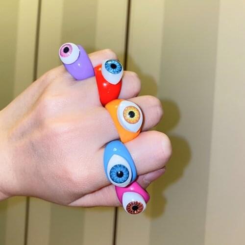 Goth Eye Rings for Women Cartoon Bowknot Dagger Tool Geometric Harajuku Vintage Resin Rings Charms Y2K Jewelry 90s Aesthetic New