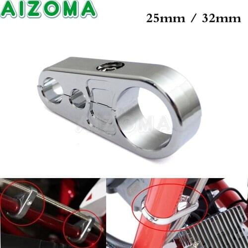 Chrome Motorcycle Frame Handlebar Throttle Clutch Cable Brake Line Clamp Bracket For Harley 1'' 25m 32mm Handle Bar Universal
