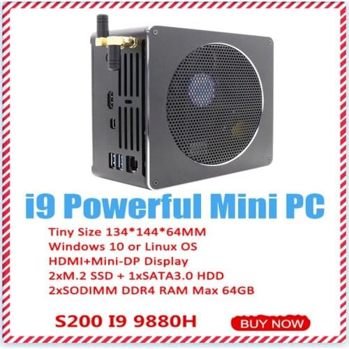 EGLOBAL Top Gaming Mini PC i9-9880H 8 Core 16 Threads Nuc Mini PC Win10 Pro HD-MI AC WiFi BT 4K Minipc Max 64GB DDR4