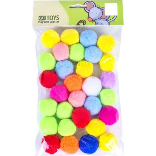 Kapmore 30Pcs/Set Cat Ball Toys Creative Bite-Resist Bouncy Cat Interactive Toy Cat Play Toy Pet Supplies Cat Favors
