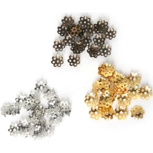 500Pcs Antique Silver/Gold/Bronze Filigree Metal Flower Bead Caps Jewelry Findings 7mm End Caps for Jewelry Making Accessories