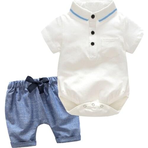 Newborn Baby Boy Clothing Set Cotton Shorts Romper + Shorts Bow Tie Infant Romper Summer Kids Outwear 3 6 9 12 18 24 M