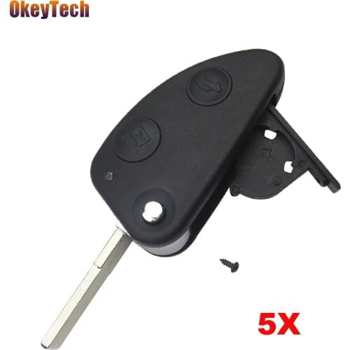 OkeyTech 5pcs/lot 2 Buttons Uncut SIP22 Blade Remote Car Key Case Shell Combo Flip Fob Car Key Shell for Alfa Romote 147 156 GT