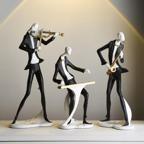 Nordic Ins Creative Sculpture Music Figure Ornaments Milk Coffee Shop Music Grill Cabinet Decoration Furnishings Crafts