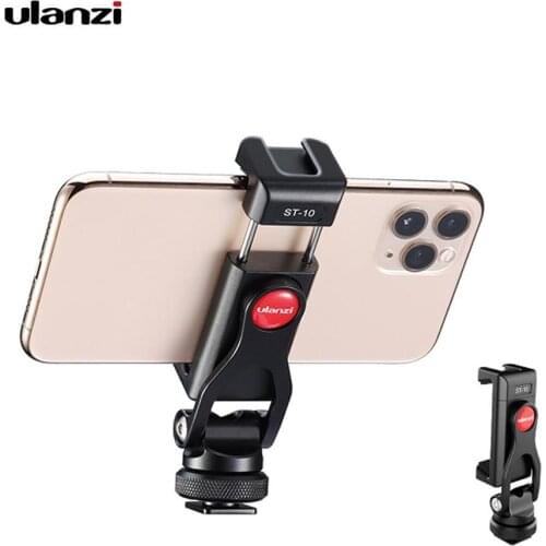 Metal Dual Cold Shoe Phone Holder Phone Clip with Led Video Light Microphone Mount Hex Wrench 1/4 interface Cameras