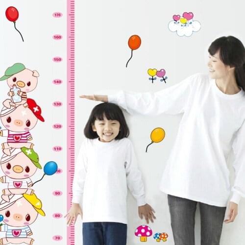 Cartoon Height Measure Wall Sticker Pig Kids Height Chart Wall Sticker Nursery Kids Room Decal Decor Growth Chart