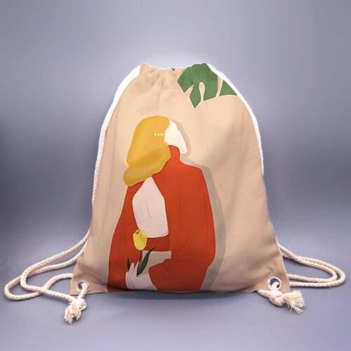 3D Printing Mens Drawstring Bag, Meditation Girl Print Cute Travel Backpack, Fashionable