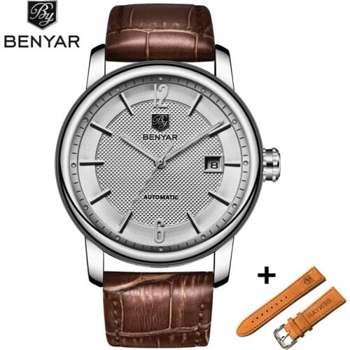 BENYAR Business Mens Mechanical Watches Set Waterproof Genuine Leather Brand Luxury Automatic Wristwatch Clock Relogio Masculino