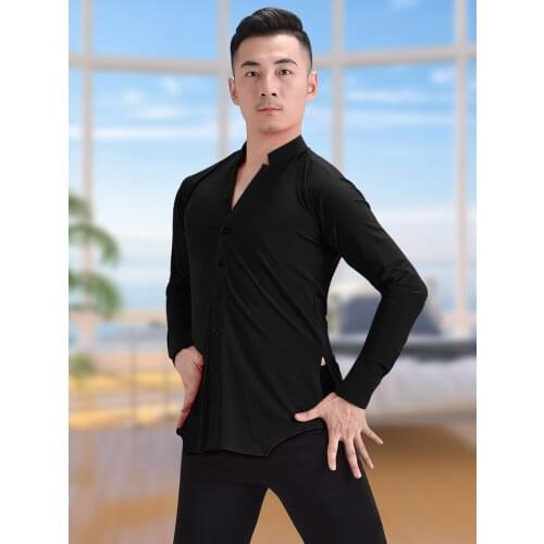 MenS Modern Dance Tops National Standard Dance Long-Sleeved Latin Dance Clothes New Ballroom Dance Competition Clothes