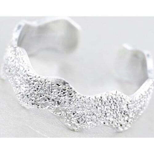 Real 100% 925 Sterling Silver Toe Rings For Women Simple Wave Design Party Opening Adjustable Tail Knuckle Ring Jewelry