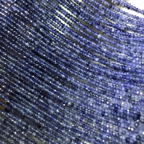 Natural Iolite 2*3mm faceted rondelle beads wheel seed bead blue charm For Jewelry Making DIY Bracelet necklace