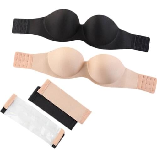 Invisible Push Up Bra Strapless Bra Formal Dress Wedding/Evening Sticky Back Closure Silicone Brassiere New Half Cup Plunge Bra