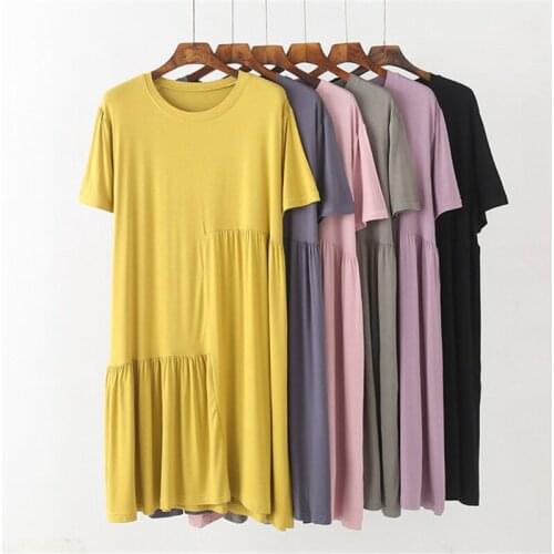 Plus size nightdress modal fat mm loose summer thin can go out to wear pregnant womens home skirt sexy fashion camison mujer