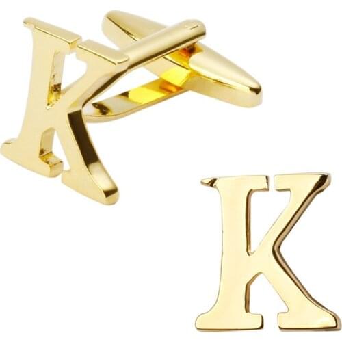 New high quality brass plated letters K Cufflinks Mens Jewelry shirt cuff Cufflinks twins English letters