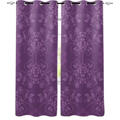 Pattern Leaves Dense Purple Curtains for Living Room Bedroom Kitchen Home Supplies Ready-made Window Curtains