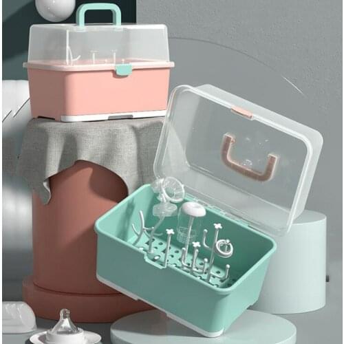 Portable Baby Bottles Storage Box Portable Baby Bottles Storage Box Drying Rack Plastic Tableware Dry Case