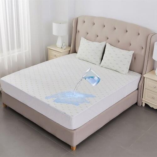 Bamboo Fiber Air Layer Waterproof Bed Sheet Modern Simple White Quilted Breathable Bed Cover Mattress Cover Easy To Clean