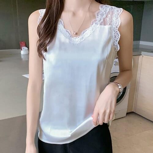 Shintimes Backless Lace Hollow Out Sexy Club Tank Tops Women Clothes 2021 White Silk Camisole Summer Shirt Black Cami Top Femme
