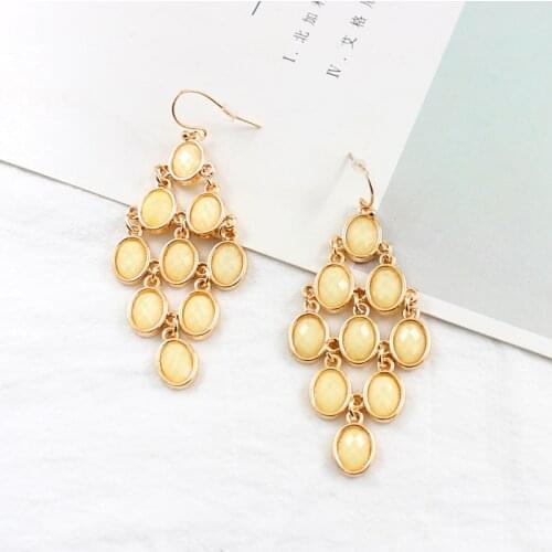 Honeycomb inlaid with jeweled orange green two optional earrings cute girl series accessories to send girlfriend gifts