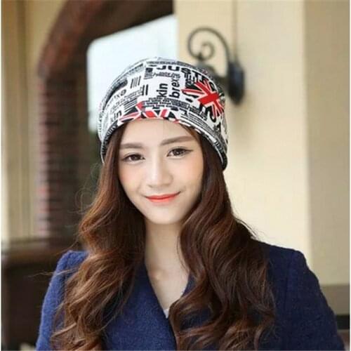 Fashion Letter print Beanies Caps For Women Autumn Winter Warm Hat 3 Way To Wear Bonnet